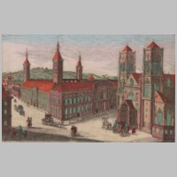 Le palais des Princes-Evêques et la cathédrale Saint-Lambert (gravure coloriée du XVIIIème siècle), Wikipedia.jpg